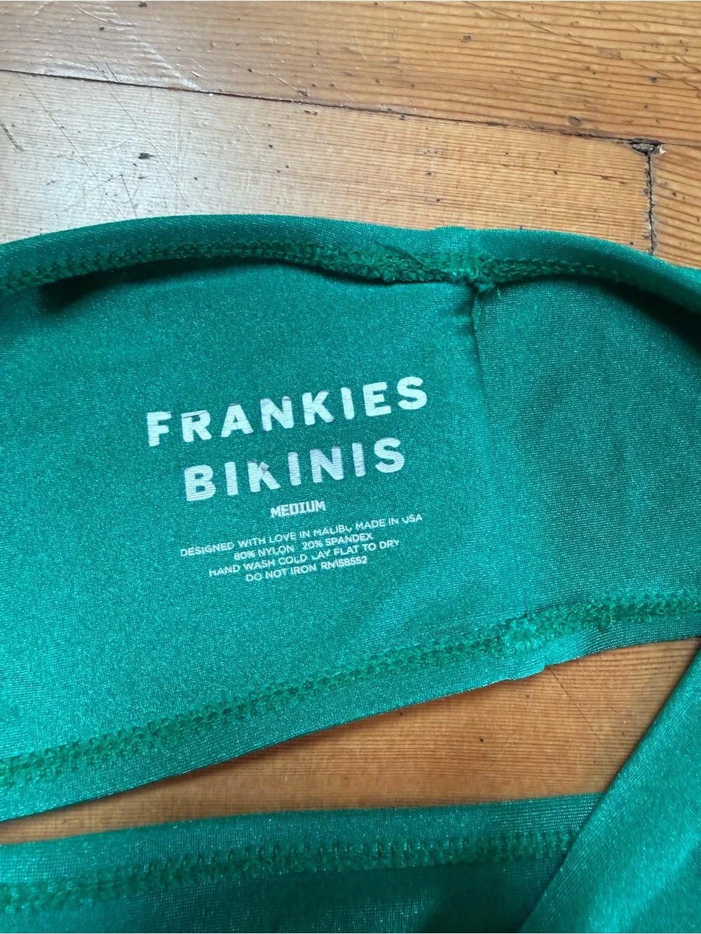 Frankies Bikinis Green One Shoulder Top Bikini Set Size M/S